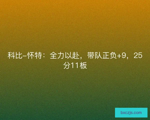 科比-怀特：全力以赴，带队正负+9，25分11板